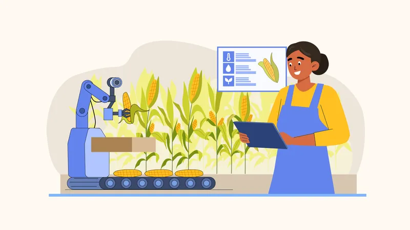 Landwirtschaftliche Datenerfassung mit einem intelligenten Ernährungsgerät  Illustration