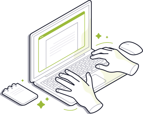 Laptop Typing  Illustration