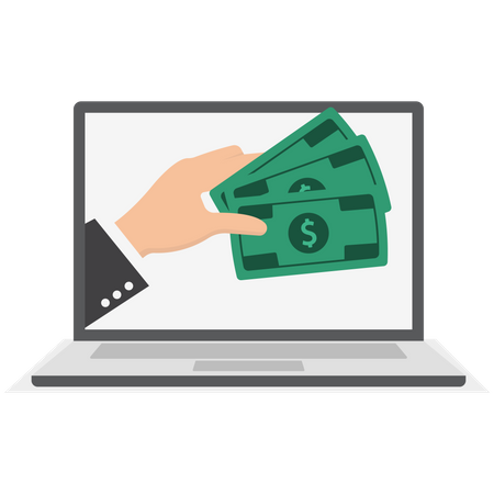 Laptop with money  Illustration