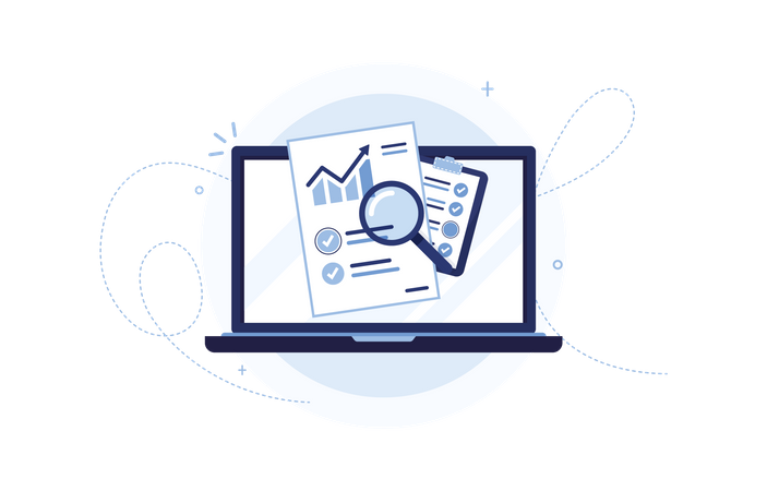 Laptop with sales analytics  Illustration