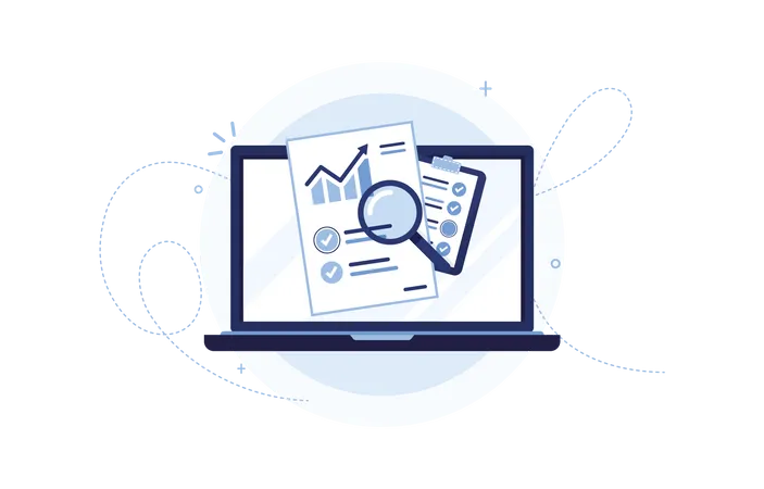 Laptop with sales analytics  Illustration