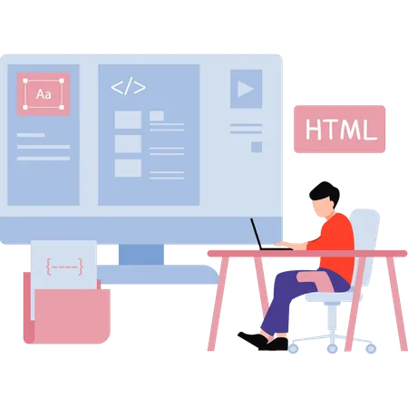 Le codeur écrit du code HTML  Illustration