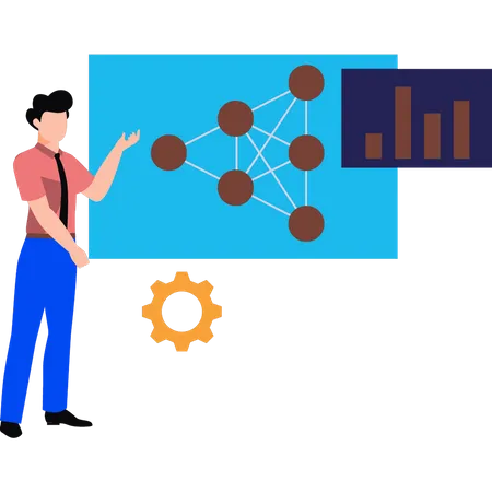 Le garçon montre l'apprentissage automatique  Illustration