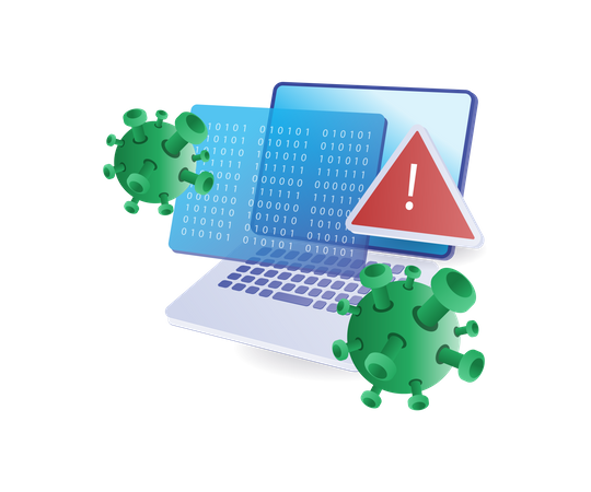 Les données informatiques sont infectées par des virus malveillants  Illustration