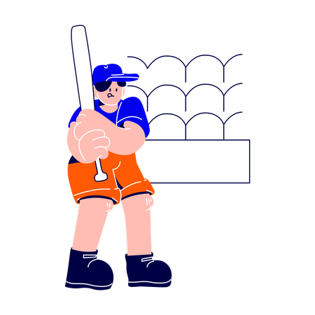 L'homme est debout avec une batte de baseball  Illustration