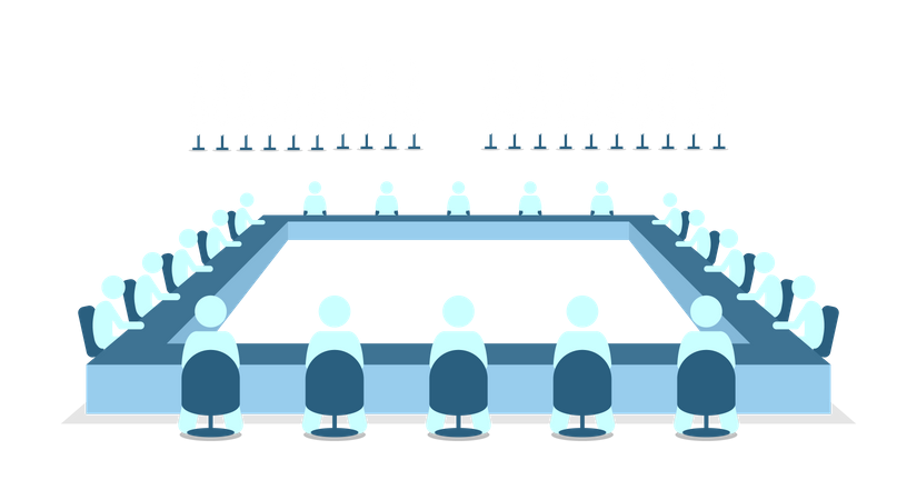 Líderes de diferentes países resolviendo problemas internacionales  Ilustración