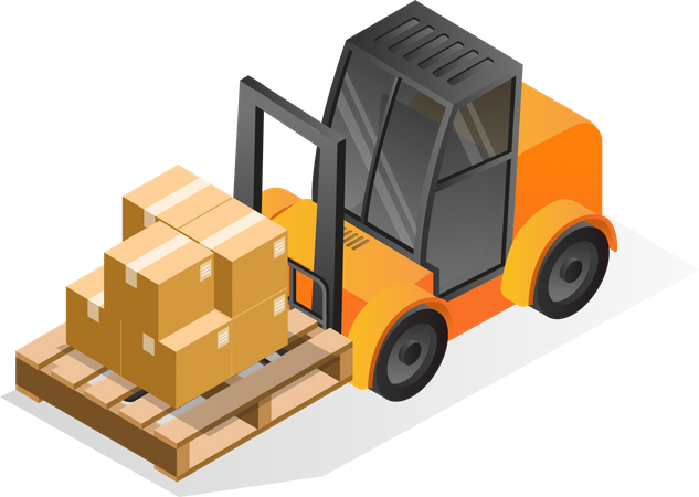 Lifting goods on pallets with forklift  Illustration