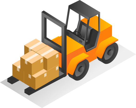 Lifting goods with a forklift  Illustration