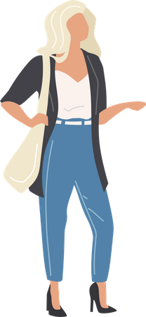 Light haired woman wearing jeans and heels  Illustration