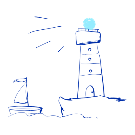 Lighthouse shows the way  Illustration