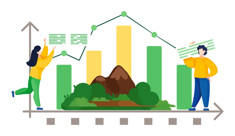 Limate change graph  イラスト