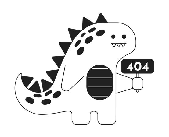 Lindo dinosaurio tiene signo negro blanco error 404  Ilustración