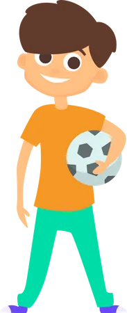 Little boy holding football  イラスト