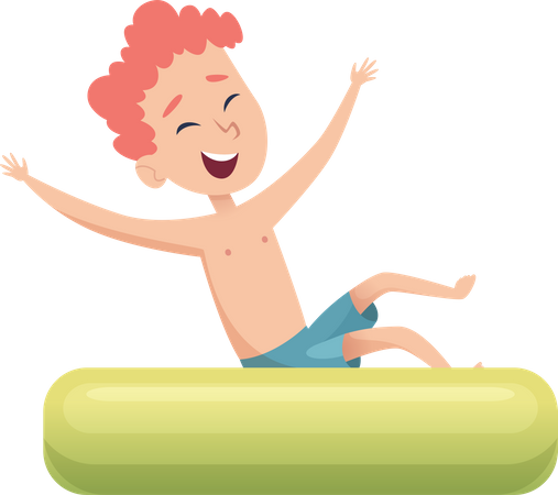 Little boy in swimming pool with swimming tube  Illustration