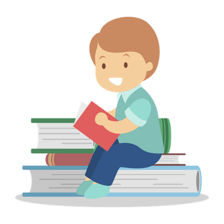 Little boy reading book  Illustration