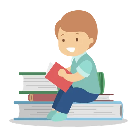 Little boy reading book  Illustration