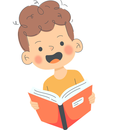 Little Boy Reading Book  Illustration