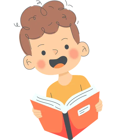 Little Boy Reading Book  Illustration