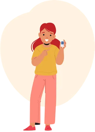 Little Girl Checking Blood Sugar Levels With Glucometer For Diabetes Management  Illustration