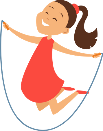 Little Girl Jumping Rope  イラスト