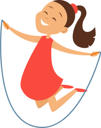 Little Girl Jumping Rope  イラスト