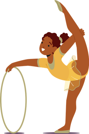 Little Gymnast Baby Girl With Hoop  Illustration