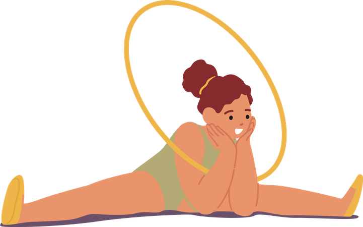 Little Gymnast Baby Girl With Hoop  Illustration