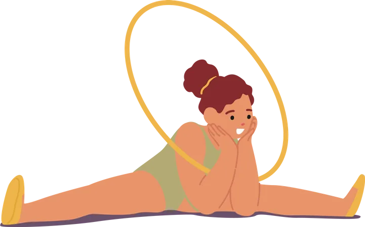 Little Gymnast Baby Girl With Hoop  Illustration