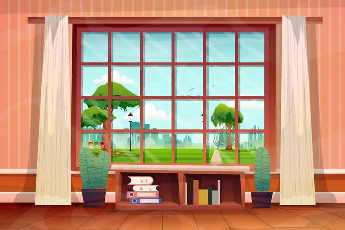 Living room window scene  Illustration