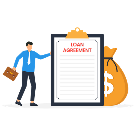 Loan agreement borrow money from bank  Illustration