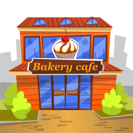 Local bakery cafe  イラスト