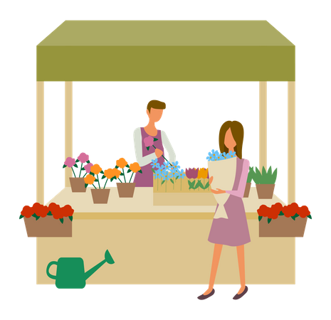 Local florist stall  イラスト