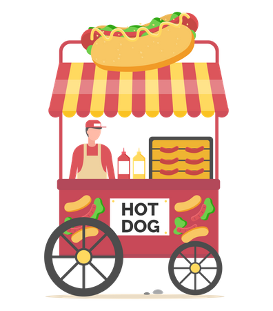 Local hot dog stall  イラスト