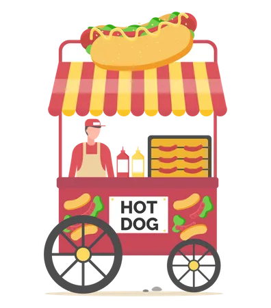 Local hot dog stall  イラスト