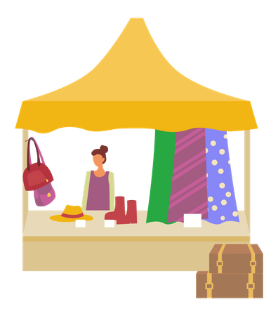 Local street clothes stall  イラスト