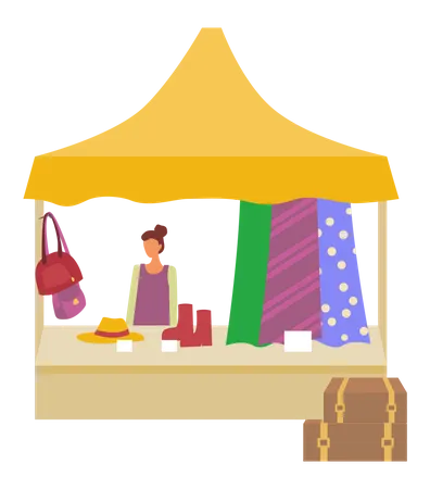 Local street clothes stall  イラスト