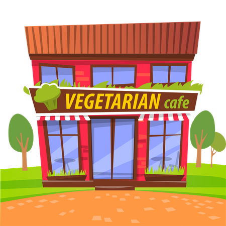 Local vegetarian cafe  イラスト