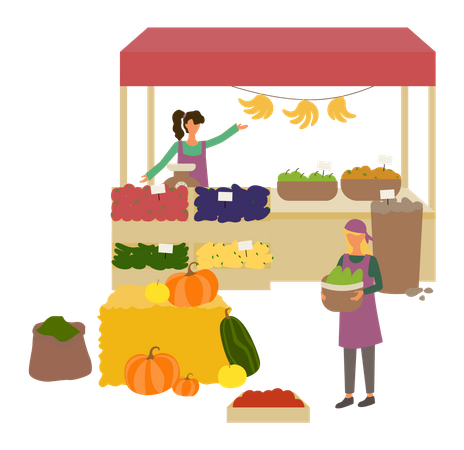 Local veggies store  イラスト