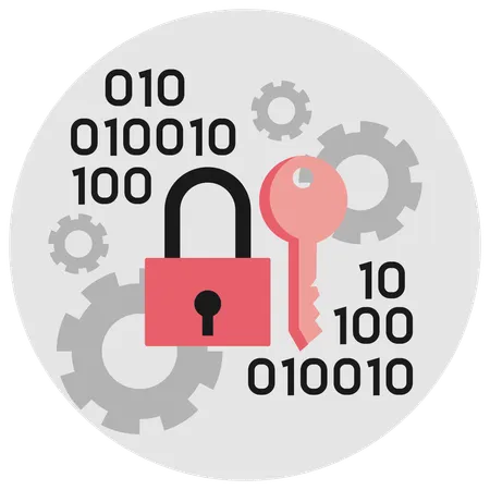 Locked data with binary code  Illustration