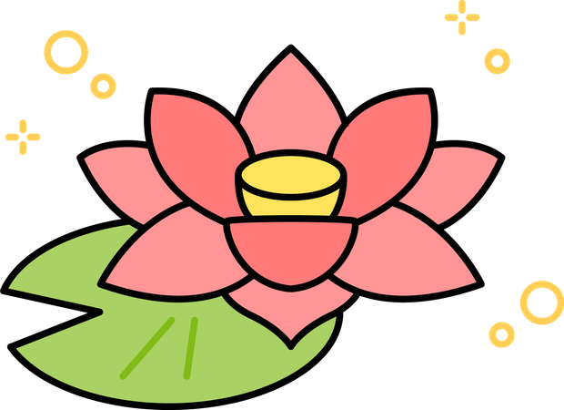 Lotus flower in pond  Illustration