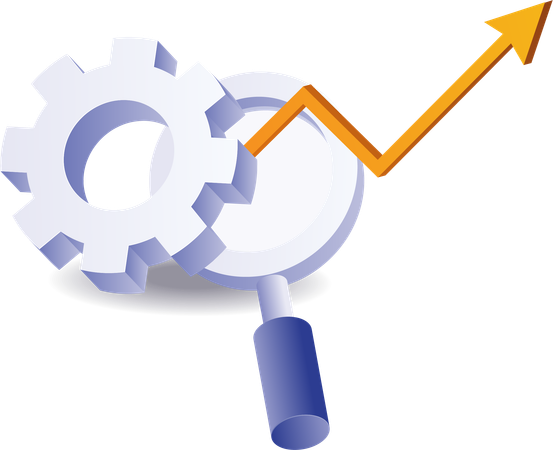 Loupe d'affaires avec engrenage automatique  Illustration