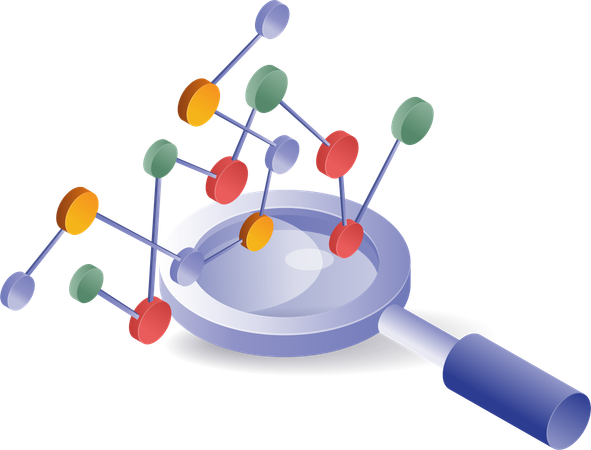 Loupe d'analyse du développement du réseau d'affaires  Illustration