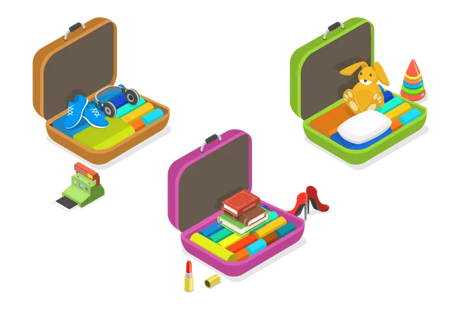 Luggages with Personal Belonging  Illustration