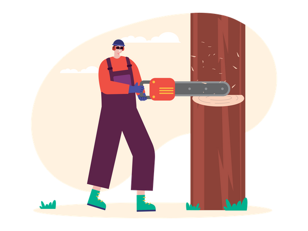 Lumberjacks cutting trees  Illustration