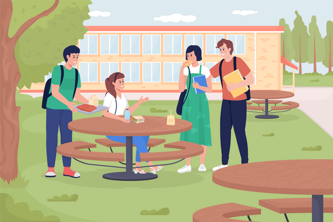 Lunch time at school  Illustration