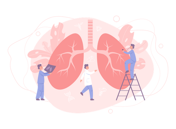 Lungs disease examination and treatment  일러스트레이션