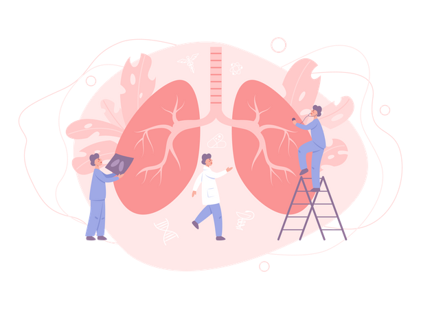 Lungs disease examination and treatment  Illustration