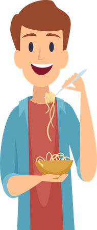 Macho comendo macarrão  Ilustração