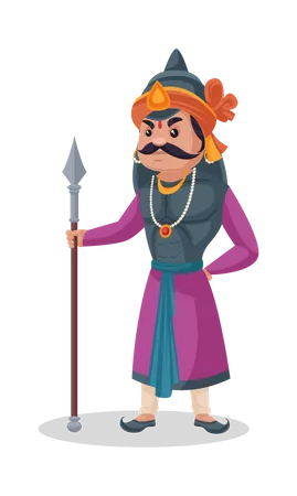 Maharana Pratap tenant un javelot  Illustration