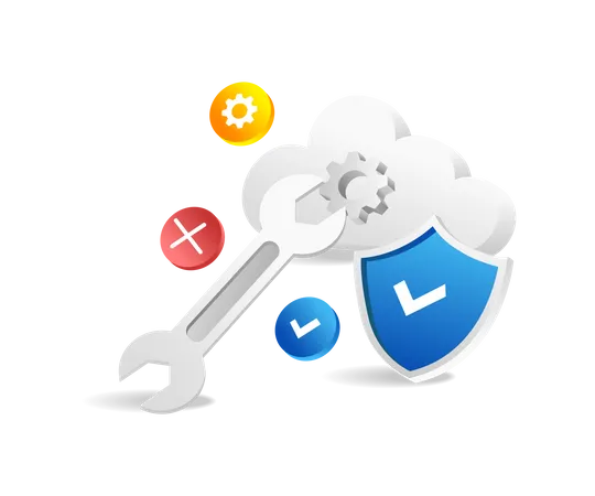 Maintaining cloud server security  イラスト